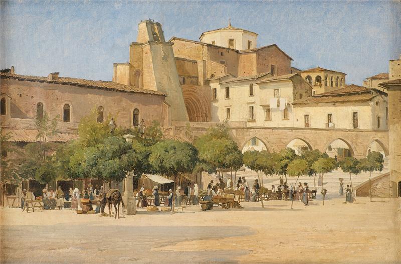 Edvard Petersen Torvet i Sulmona oil painting by Edvard Petersen oil painting image